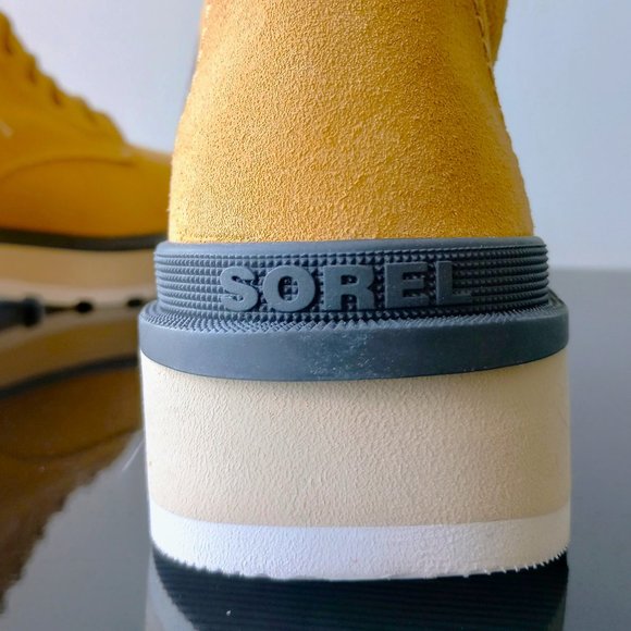 Sorel Women's Hi-Line Lace-Up Waterproof Combat Boot in Lovely GEO Yellow / Jet - Picture 8 of 14